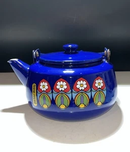 Vintage Peter Max Emaille Lebendig Blau Teekessel FLOWER POWER 60er Psychedelisch - Bild 1 von 9