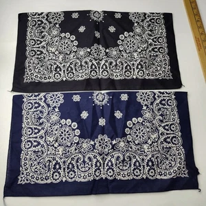 2x Pañuelo Paisley 100% Algodón Pañuelo De Colección Negro y Azul Marino Hecho en EE. UU. - Imagen 1 de 4