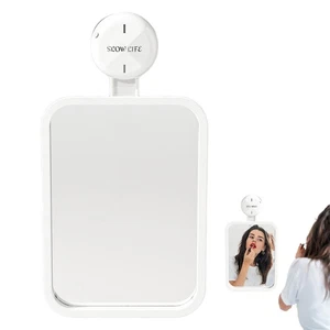 Fogless Bathroom Shower Mirror Travel Makeup Shaving Mirror Suction Cup Mount - Picture 1 of 12