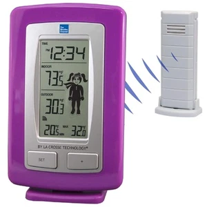 The Weather Channel Wireless Thermometer 9782 Girl Icon Purple Factory Sealed - Picture 1 of 4