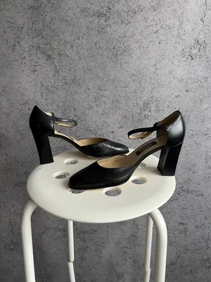 Zapatos de salón Bally Mary Jane de cuero negro con tacón ancho para mujer talla US5.5 Foto 1 de 4