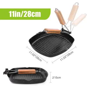 Camping Cookware Frying Pan Durable Non-Stick Grilling Pan with Folding Handle P - Picture 1 of 15