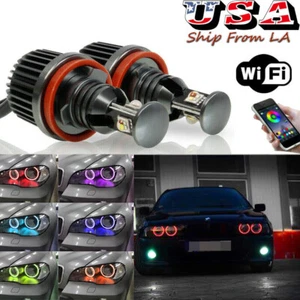 2Pcs H8 RGB Angel Eyes Halo Marker LED Bulbs For BMW E90 E92 E60 328i 335i X3 X5 - Picture 1 of 12