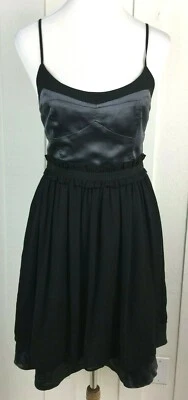  BCBGeneration Cocktail Dress Fit & Flare Spaghetti Black Gray Chiffon Women XS - Image 1 of 4