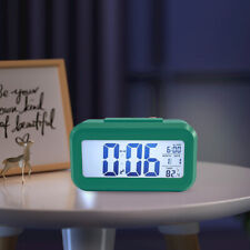 Digital Alarm Clock Large-character Mute Clock for Bedside Office (Dark Green)