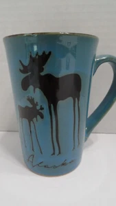 Alaska Leggy Elch Mama & Baby Tasse blau außen schwarz innen Kaffee Tee - Bild 1 von 4