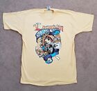 NWOT VTG 1998 Big Laughlin Biker Casino Mens Size XL Yellow Double Side Shirt 