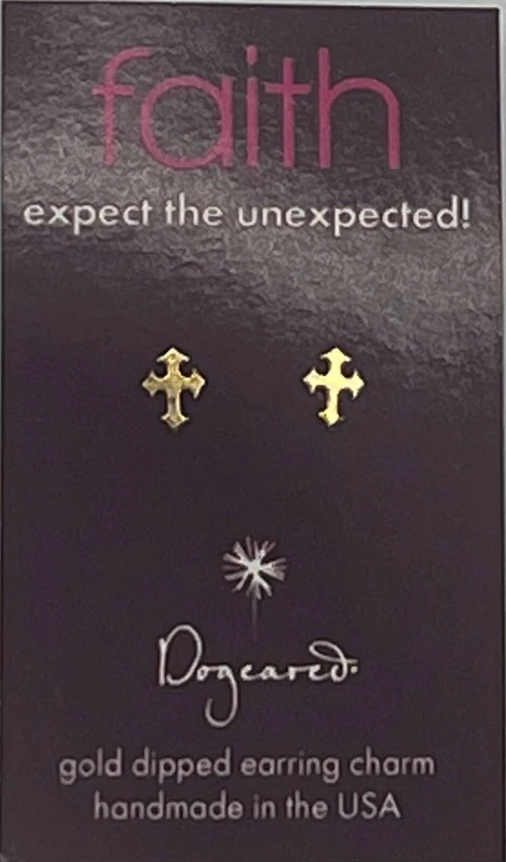 Pendientes Dogeared chapados en oro plata de ley fe cruz Foto 1 de 1