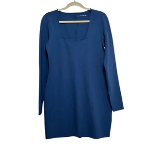 Abercrombie & Fitch Ponte-Minikleid mit Schlitzbündchen Gr. Large blau eckiger Ausschnitt - Bild 1 von 6