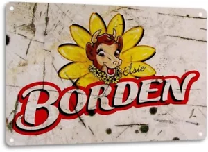 Borden Milk Tienda General Barra Cocina Logotipo Retro Arte Pared Decoración Metal Lata Letrero - Imagen 1 de 4
