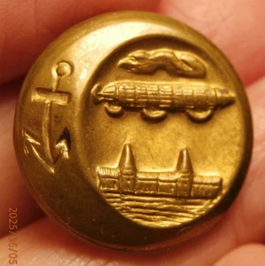 EARLY GERMAN NAVY ZEPPELIN OVER LAKE CONSTANCE COAT BUTTON SCARCE S-1017-A - Picture 1 of 3