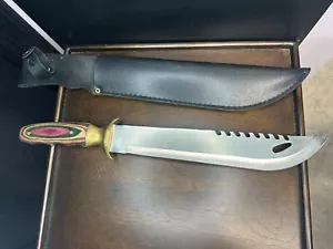 Chipaway Cutlery 16 inch Bowie Knife - Colored Wood Handle - w/ sheath - Picture 1 of 13