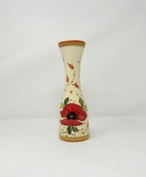 Vintage Italian Pottery Wine Carafe or Vase with a Hand Painted Floral Decor