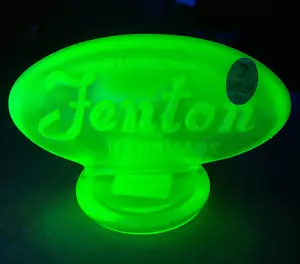 Fenton Vaseline Opalescent Handmade Art Glass logo Dealer Display Sign stickers - Picture 1 of 9