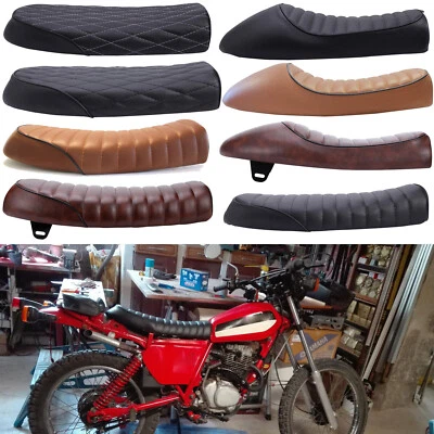 For Honda XL125 XL175 XL250 350 Motorcycle Cafe Racer Seat Retro Leather Saddle - Image 1 of 4