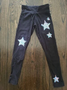 BLACK GIRLS JUSTICE LEGGINGS PANTS FLIP SEQUIN STARS RAINBOW to SILVER DANCE 10 - Picture 1 of 6