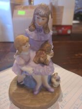 1992 Heritage House Mother's Love Porcelain Figure Figurine Girl and teddy COA