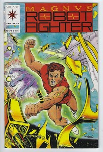 Magnus Robot Fighter #8 VF/NM [Valiant 1991] with cards; Rai flipbook