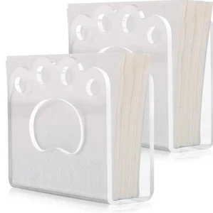 Cat King Style Cat Paw Heavy Duty Clear Acrylic Table Napkin Holder/2pk - Picture 1 of 12