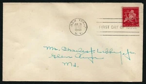 USA, SCOTT # C38, FDC COVER OF 1948 AIRMAIL MAP OF FIVE BOROUGHS, SMALL FAULT - Picture 1 of 2