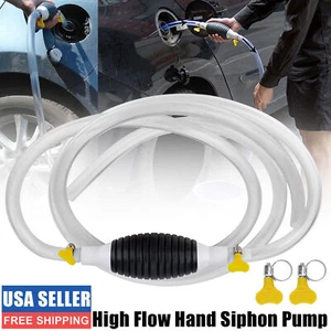 Car Manual Hand Water Oil Liquid Petrol Fuel Transfer Pump Siphon-Pipe Hose tool - Picture 1 of 12