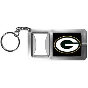 Green Bay Packers Flashlight Key Chain with Bottle Opener NFL Football - Picture 1 of 3