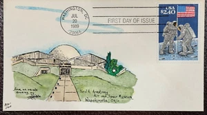 #2419 FDC Michael TM Weddle Hand Painted Moon Landing $2.40 Limited Edition - Picture 1 of 6