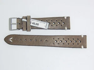 "Correa de correa de reloj de cuero genuino vintage FLUCO 19 mm beige "CARRERAS DE CAZADOR" - Imagen 1 de 3