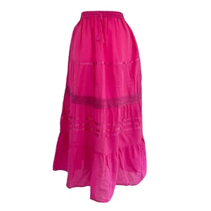 New Embroidery Maxi Cotton SKirt Boho Style Long One Size Fits 10 12 14 16 18 UK - Picture 1 of 3