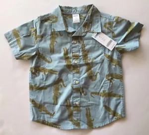 NWT Gymboree Safari Outback 3 3T Blue Crocodile Button Down Shirt - Picture 1 of 1