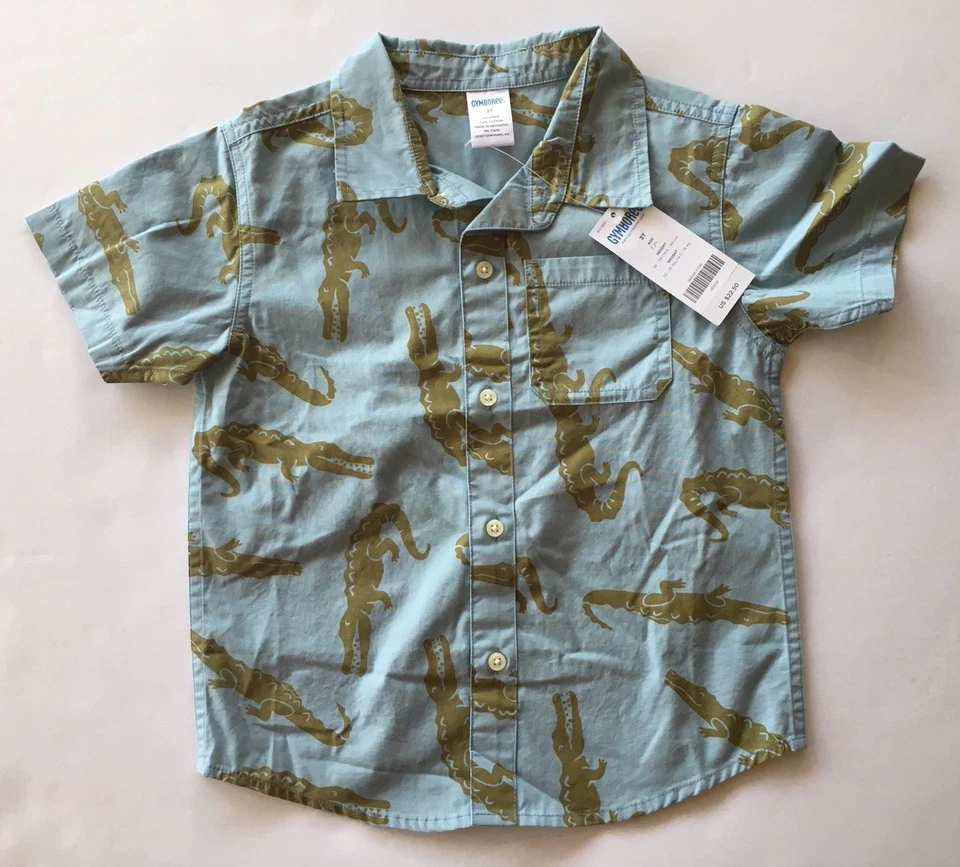NUEVO CON ETIQUETAS Camisa Gymboree Safari Outback 3 3T Azul Cocodrilo Con Botones Foto 1 de 1