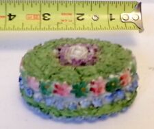 Antique GERMANY  ELFINWARE Trinket Dresser Box Porcelain Botanical  Moss