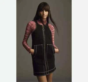 Anthropologie Pilcro Sleeveless Denim Shift Mini Jumper Dress Zip Closure Size:8 - Picture 1 of 13