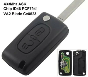 Fits Citroen 433Mhz ID46 PCF7941 Complete Transponder Remote Key - Picture 1 of 2