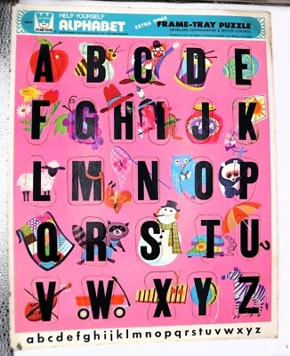 Rompecabezas alfabeto vintage Rainbow Works 1974 ABC aprendizaje infantil educativo Foto 1 de 4