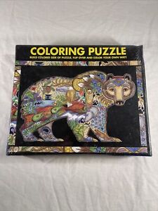 White Mountain Grizzly Adult Coloring Puzzle 2 Sided 300 Pc. Build and Color NEW