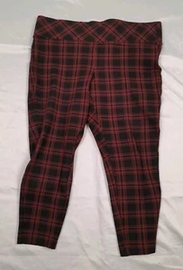Torrid Women's Plus Size 1 Plaid Pixie Skinny Pull On Stretch Crop Pants Red - Picture 1 of 11
