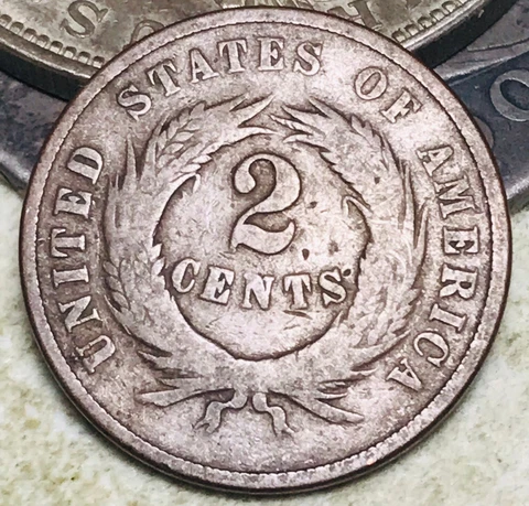1869 Two Cent Piece 2C Ungraded Civil War Era US Copper Coin CC18058 Cover