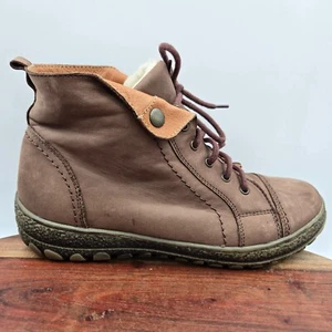 V-Italia Kiki Boots Women's 38 / 7 Brown Leather Shearling Cap Toe Combat Bootie - Picture 1 of 11