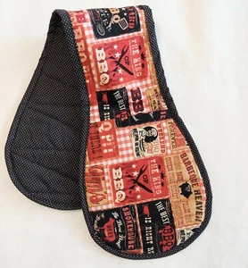 New Double Oven Mitt Casserole Pot Holder Handmade Barbeque Gift - Picture 1 of 4