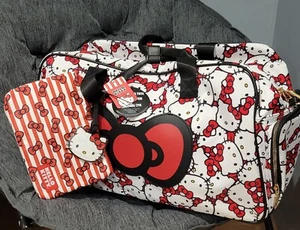 HELLO KITTY 3PIECE SET LARGE TRAVEL TOTE BAG RED,WHITE & BLACK - Picture 1 of 4