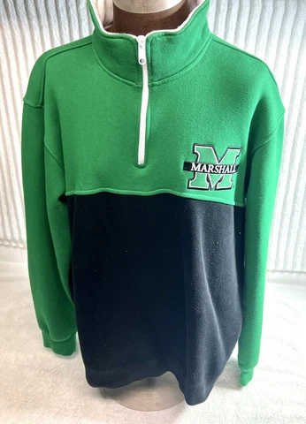 Marshall UniversityThundering Herd Pullover 1/4 Zip Size XL Green & Black Cover