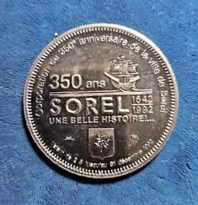 1992 Sorel, Quebec - 350th Years - Double Dollar Souvenir Coin (CA.#0057) - Picture 1 of 2