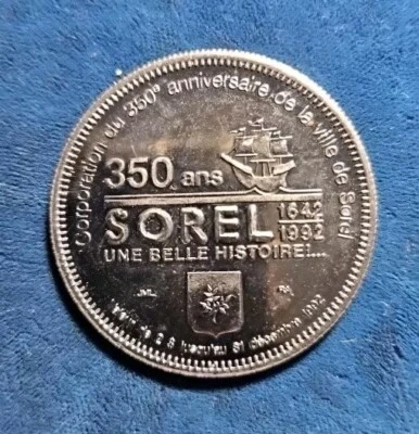 1992 Sorel, Quebec - 350th Years - Double Dollar Souvenir Coin  (CA.#0057) - Image 1 of 2
