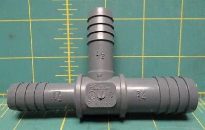 Plastiline PVC Reducing Tee, Insert, 3/4" x 1/2" x 1/2" Pipe Size - Pipe Fitting - Image 1 of 4