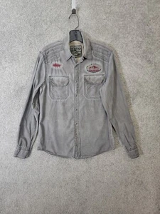 Camisa Affliction Negra Premium Para Hombre M Ajustada Abotonada Gris - Imagen 1 de 11