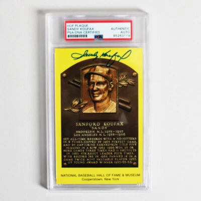 Sandy Koufax Signed Postcard HOF Plaque - COA PSA/DNA - Image 1 of 2