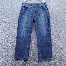 Lucky Brand Mens 181 Relaxed Straight Leg Jeans 36x30 Blue Faded Thighs *