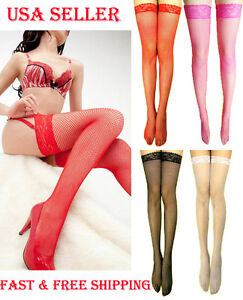 Sexy Fashion Small Fish Net Lace Stay Up Stockings/Pantyhose Multiple Colors