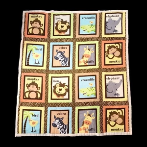 Vintage Baby Blanket Nursery Crib Quilt Jungle Safari Animals Vtg Gender Neutral - Picture 1 of 7